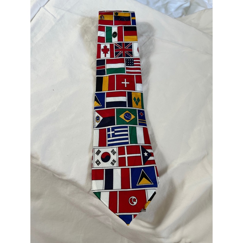 Steven Harris Necktie Mens One Size Multi Color Excellent International Flags